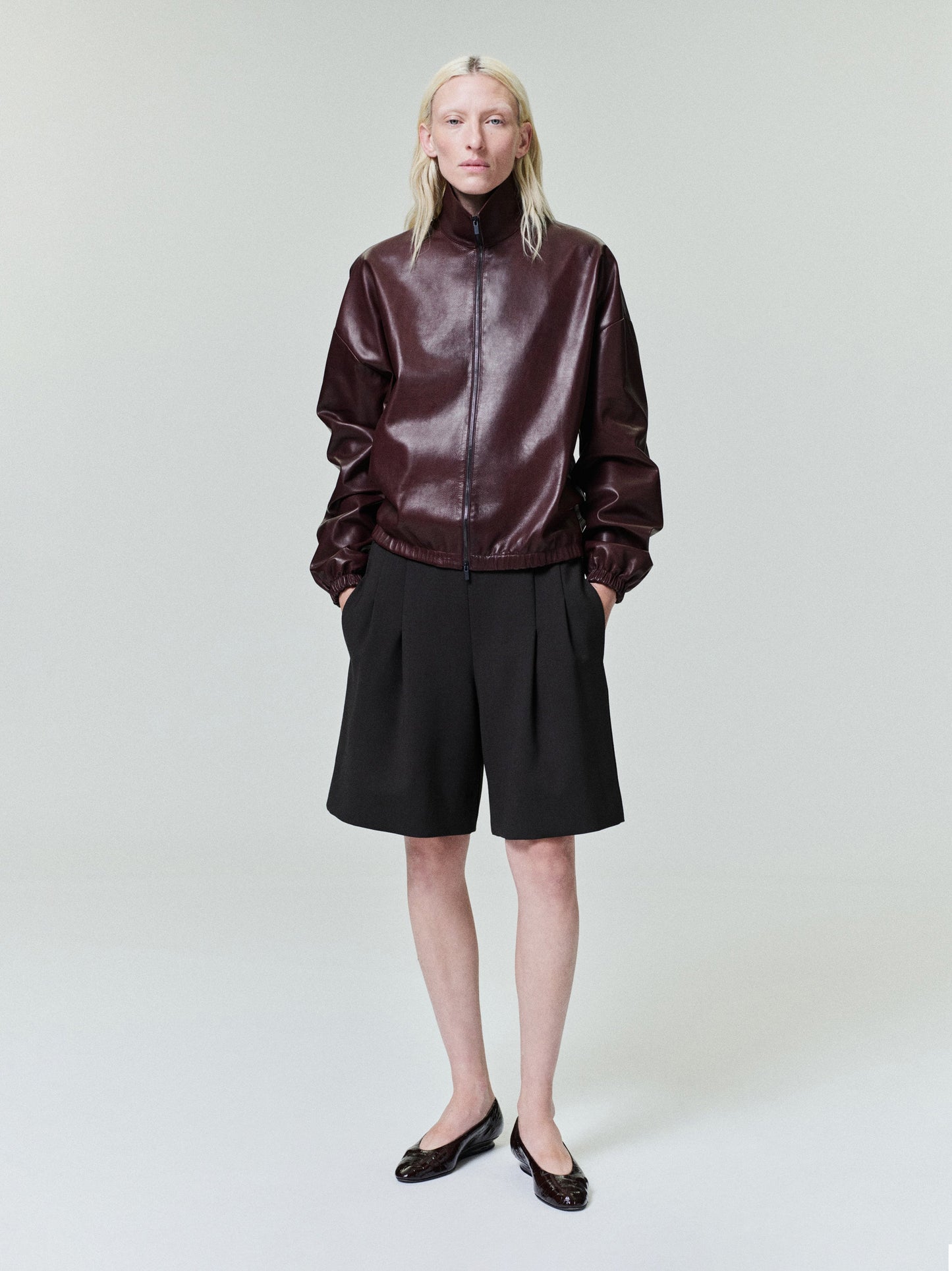 Womens Leather Track Jacket