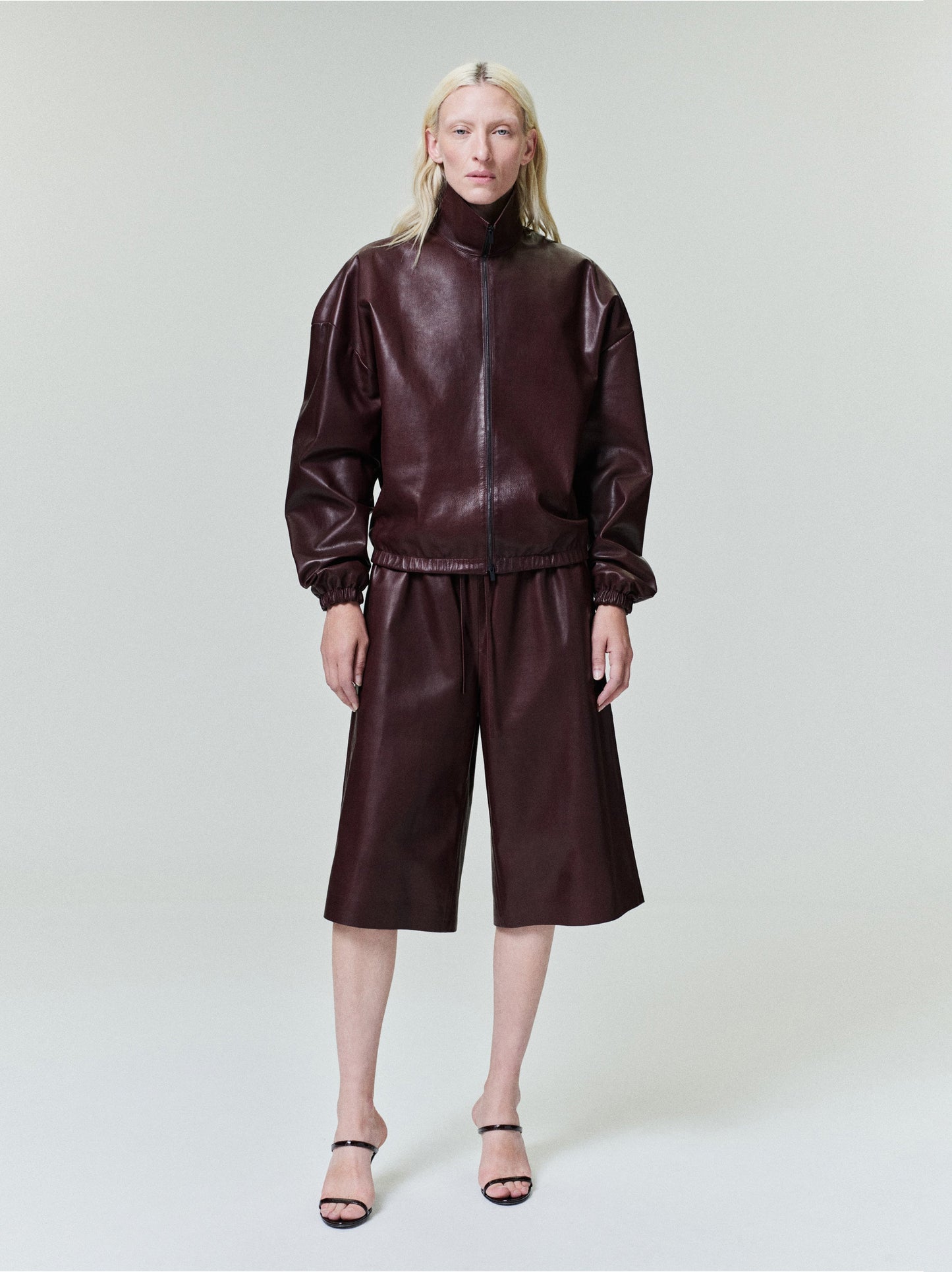 Womens Leather Track Jacket