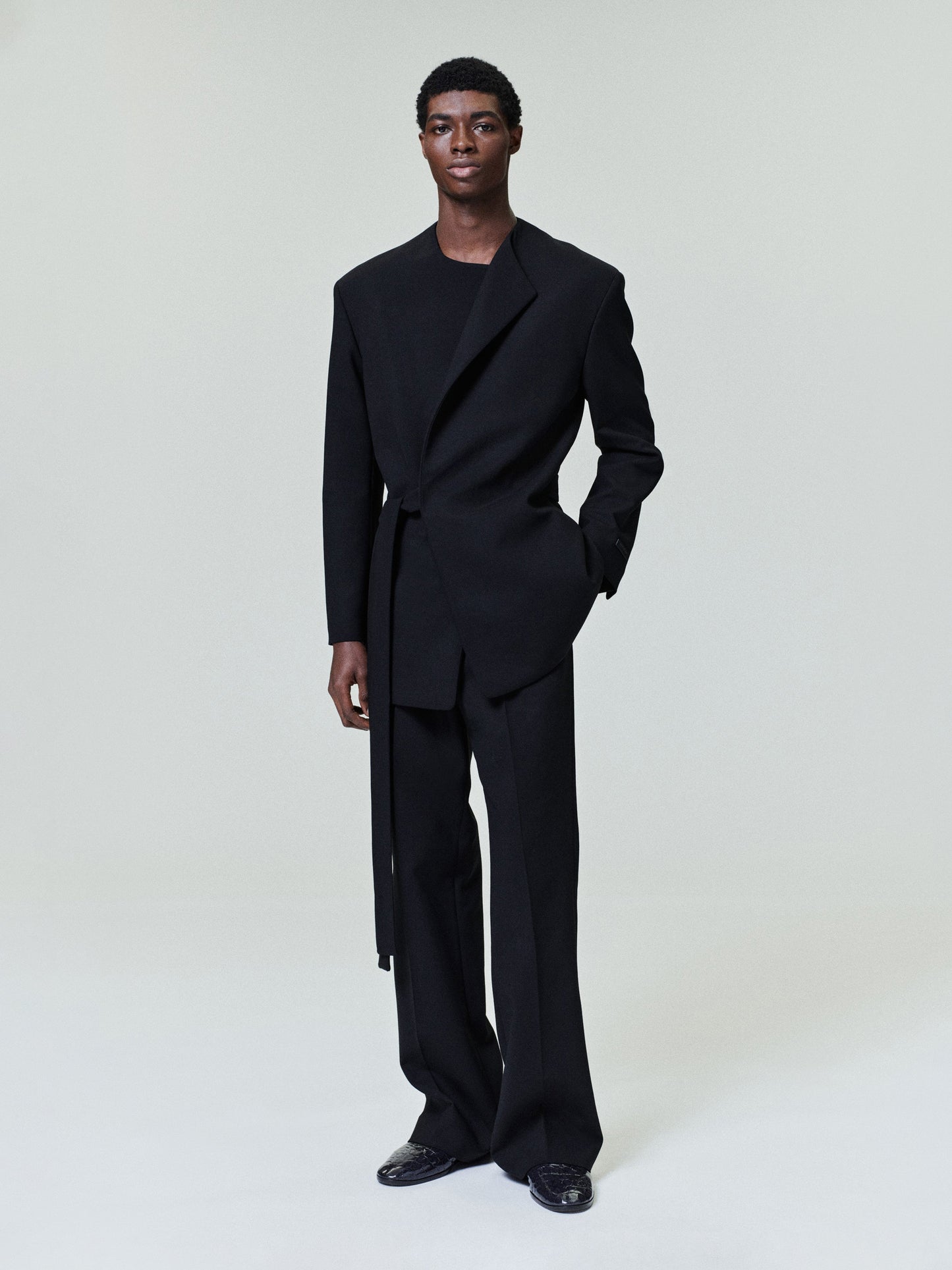 Double Weave Wool Crewneck Jacket