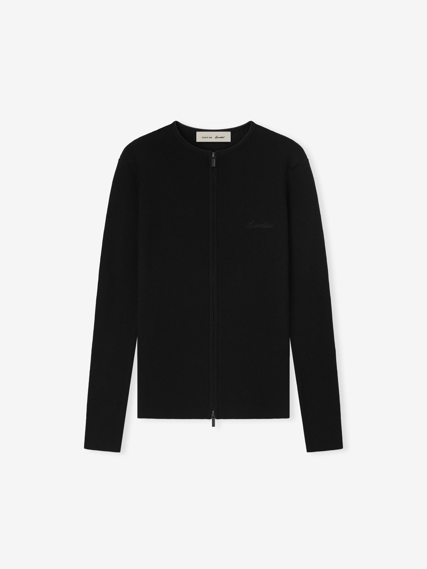 Womens Signature Rib Knit Fitted Long Sleeve Zip Up Tee
