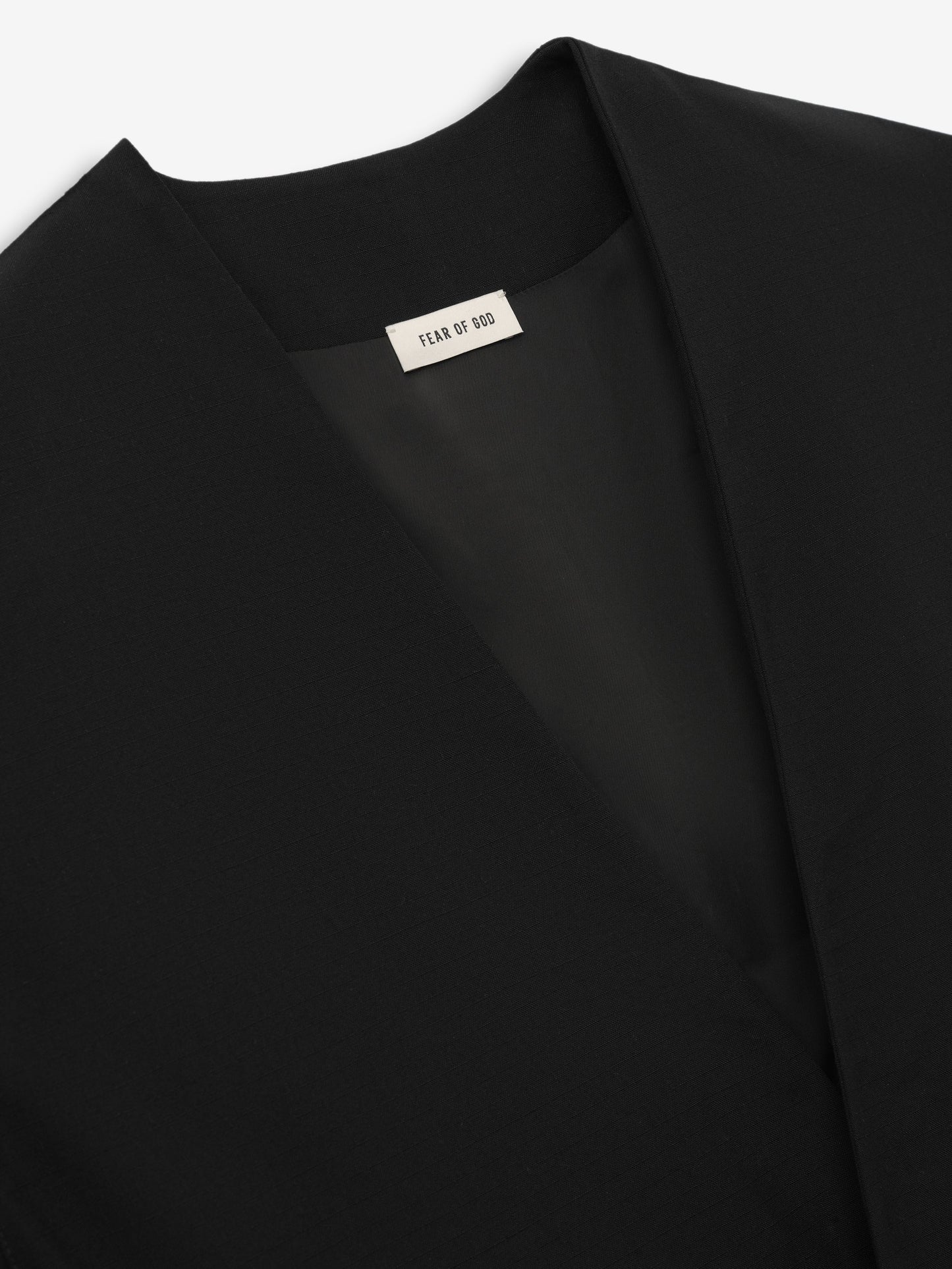 Wool Ripstop Relaxed Cropped Lapelless Jacket