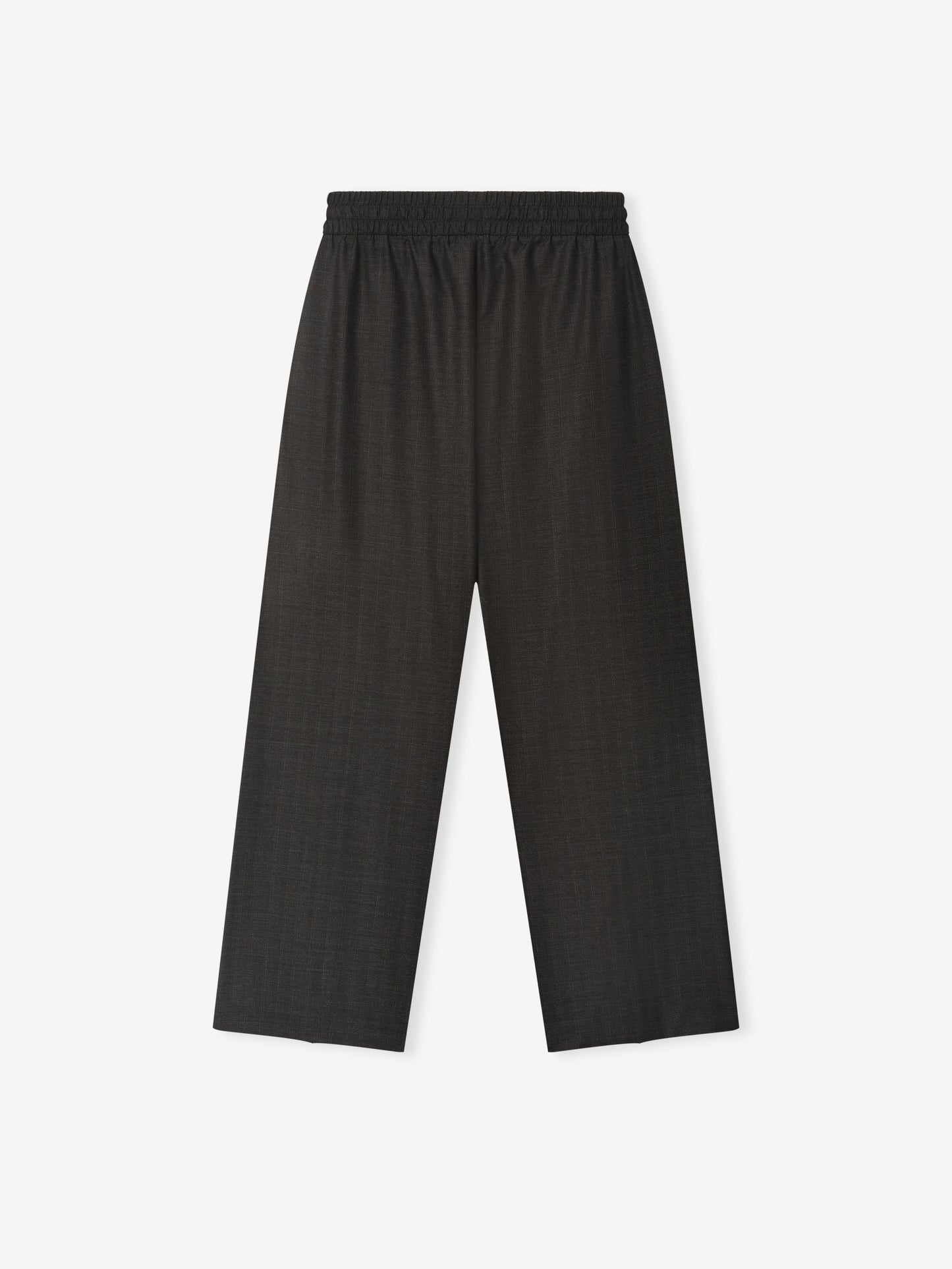 Grey Striped Wool Wide Leg Drawstring Pants